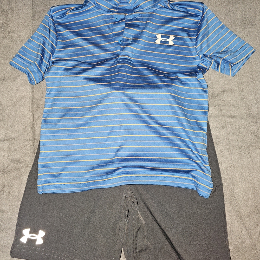 Under Armour Blue Striped Youth Polo Shirt